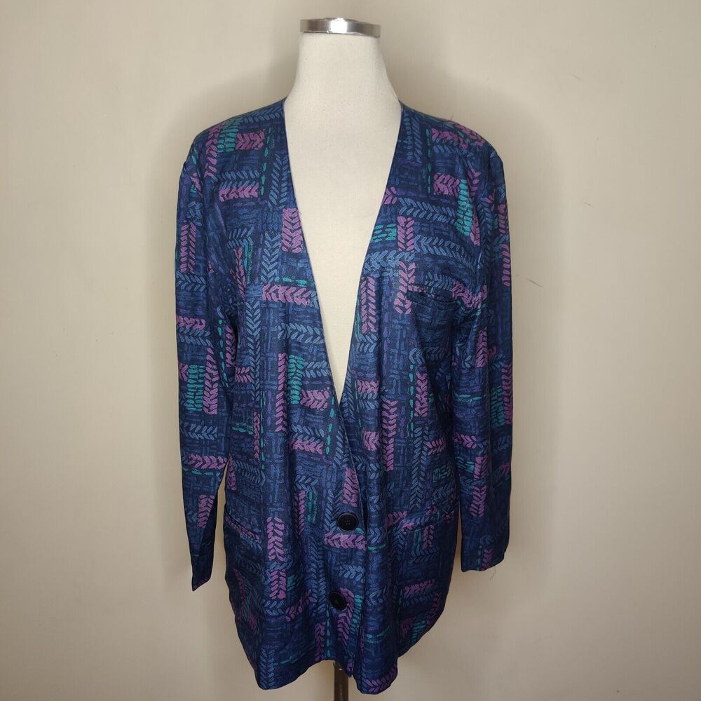 St Gillian Kay Unger Vintage Silk Jacket Geometric‎